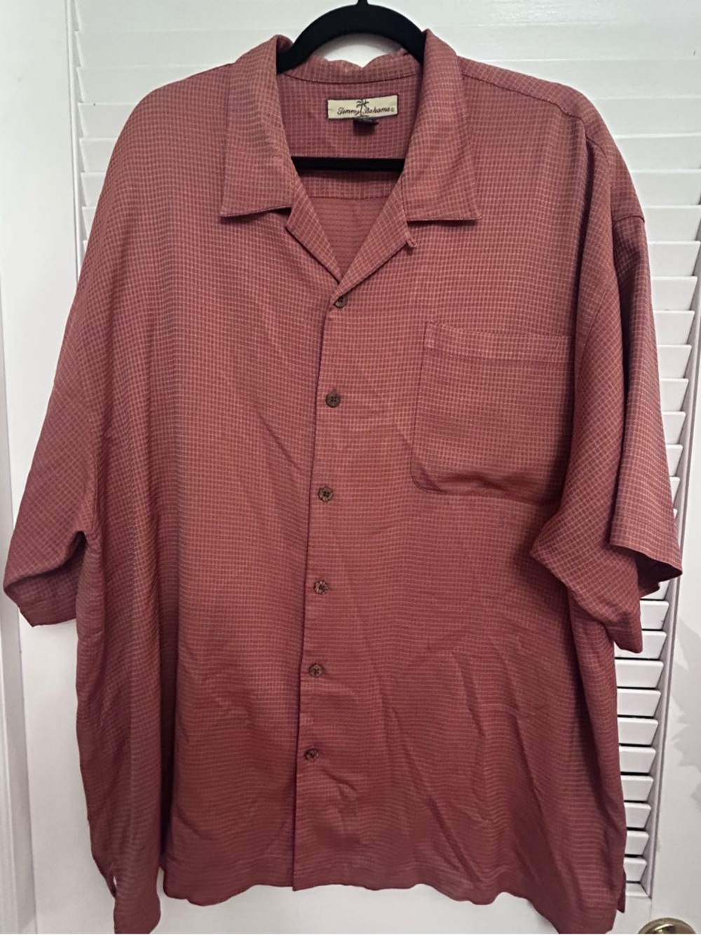 Tommy Bahama 100% Silk Short Sleeve Button Red Check Shirt Mens Size XXL